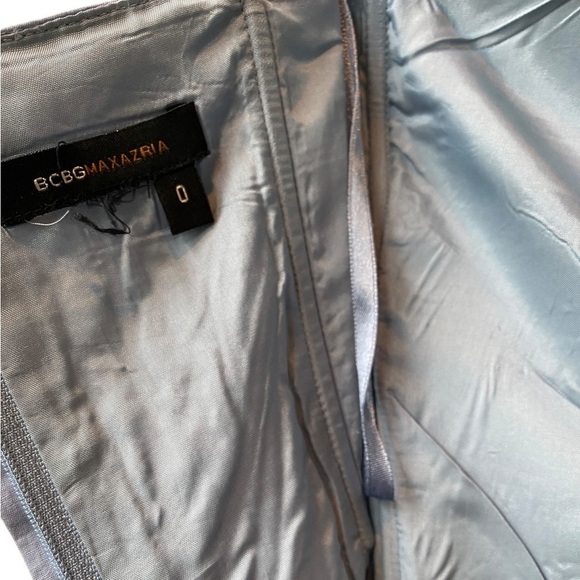 BCBGMaxazria Strapless Ruffled Mini Dress Light Blue Size 0 - Picture 7 of 8